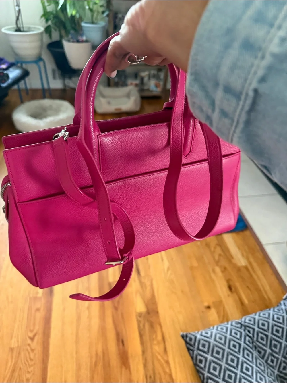 Saint Laurent Fuchsia Leather Top-Handle Satchel